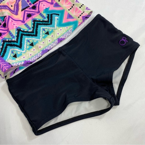 OP Girls Purple Geo Design Halter Tankini - Picture 2 of 6